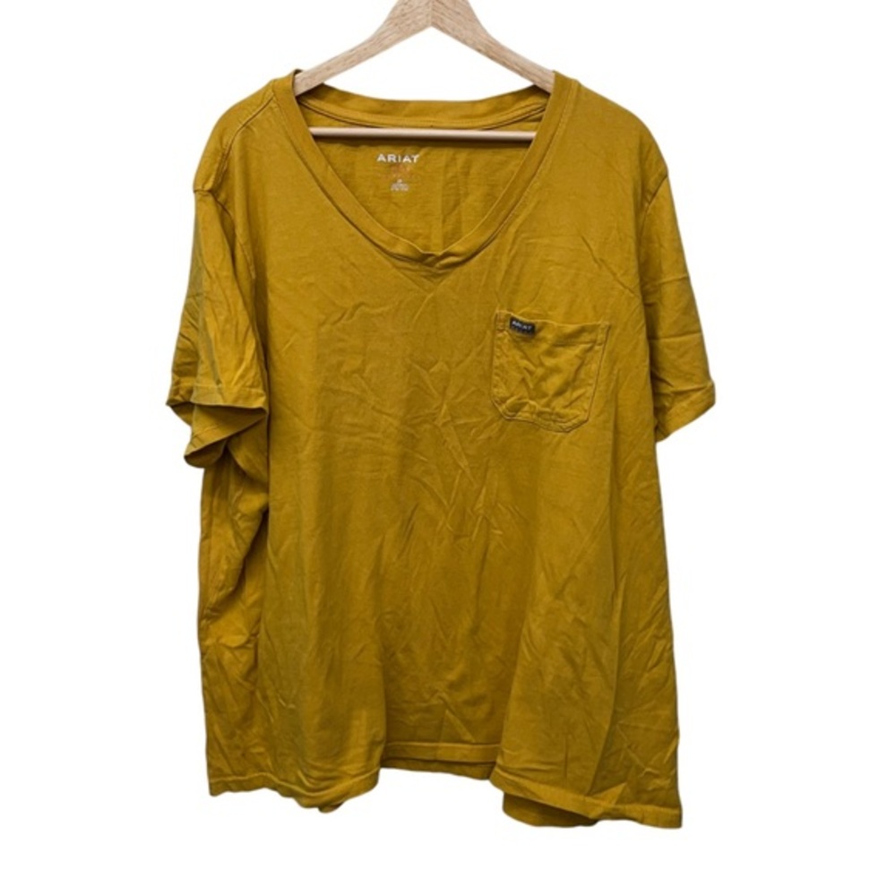 Ariat Rebar Mustard Yellow Pull Over Tea Shirt Pen Slot Size 2XL